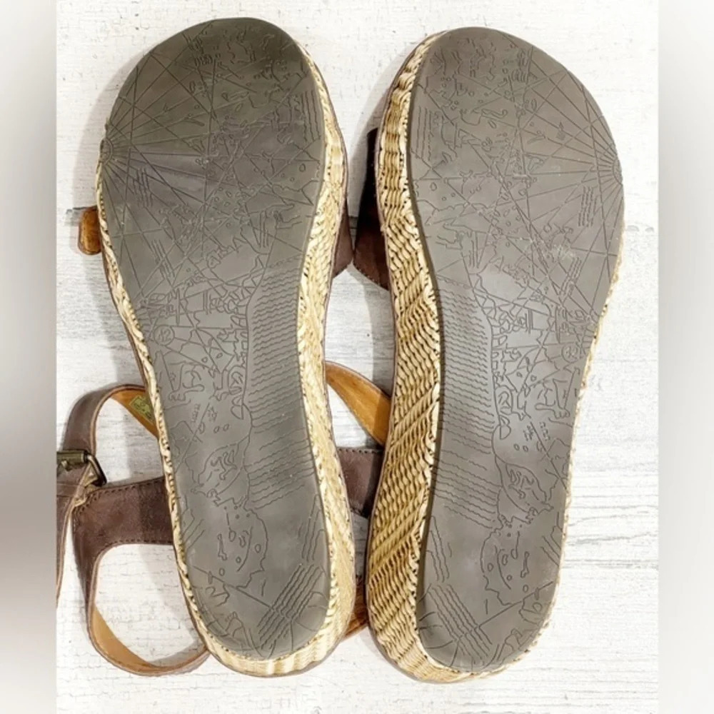 Bussola Trinidad‎ Gobba Taupe Leather Wedge Sandals Size 11 - Picture 5 of 7